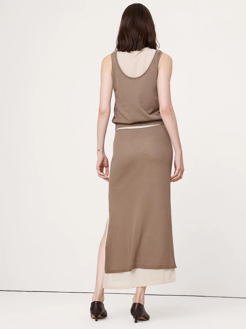 Layered Ultra-Fine Cotton Maxi Skirt