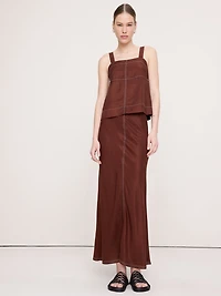 Viscose-Linen Bias-Cut Maxi Skirt