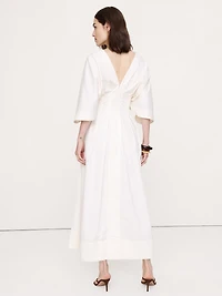 Stretch-Cotton Pleated Maxi Dress