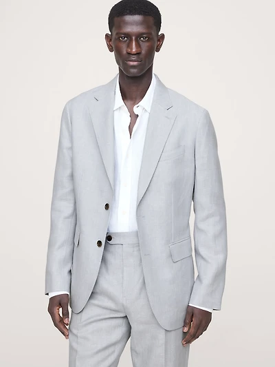 Tailored Slim-Fit Herringbone Linen-Merino Suit Jacket