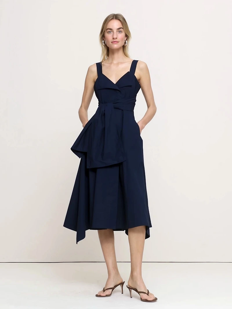 Cotton Poplin Wrap Shirt Dress
