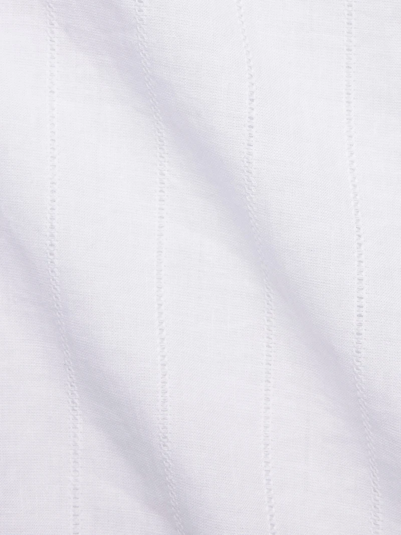 Standard-Fit Linen-Cotton Eyelet Stripe Resort Shirt