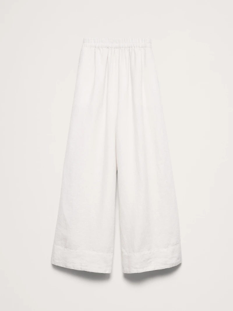 High-Rise Wide-Leg Linen Pull-On Ankle Pant