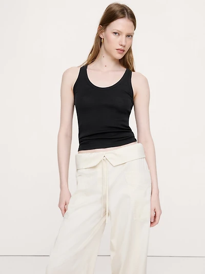 Airy Cotton Scoop-Neck Tank