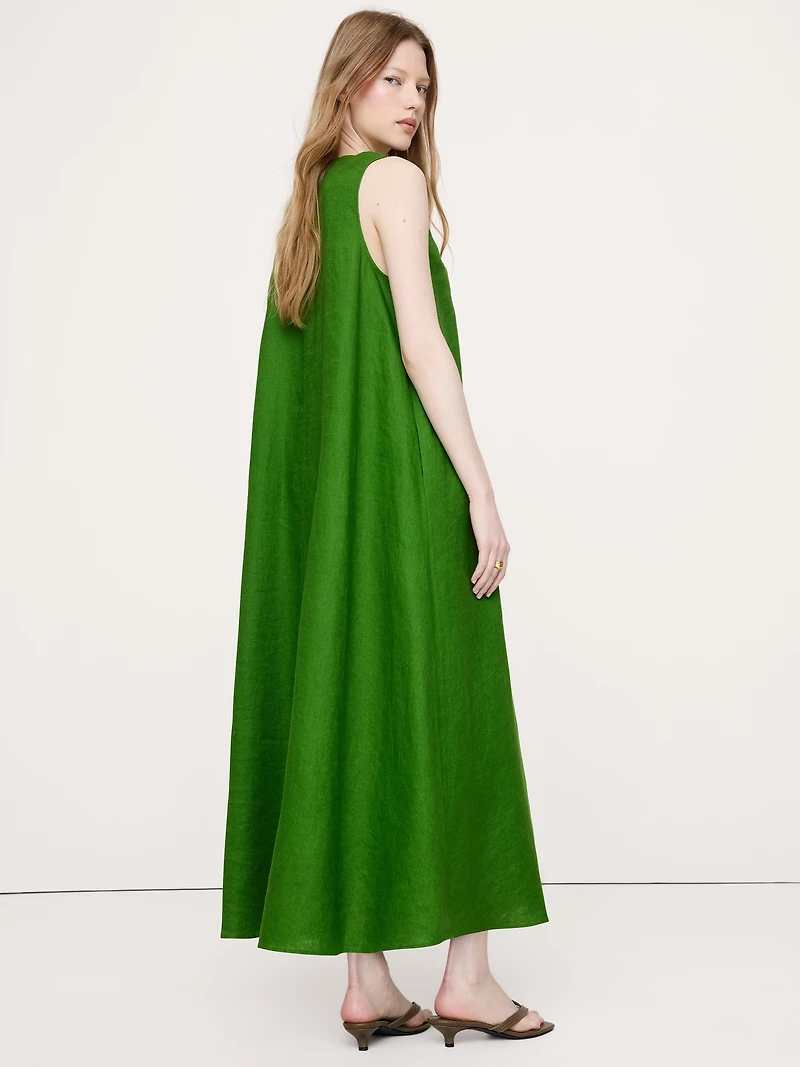 Linen Scoop-Neck Maxi Dress