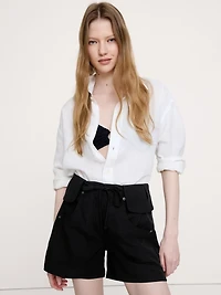 4" TENCEL™-Linen Short with Foldover Waistband