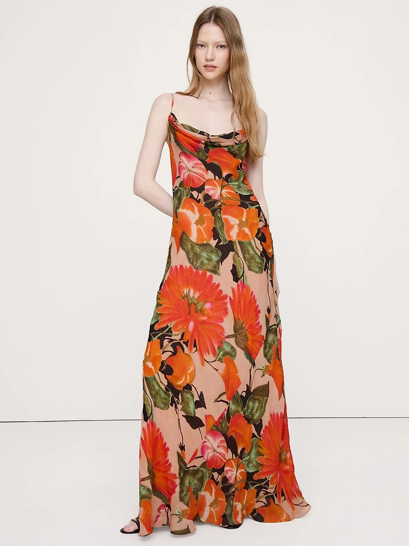 Bias-Cut Georgette Slip Maxi Dress