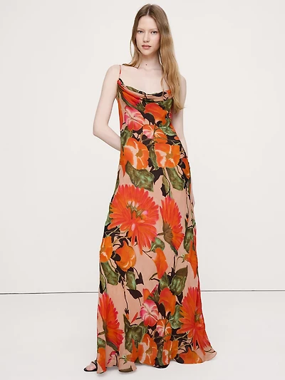 Bias-Cut Georgette Slip Maxi Dress