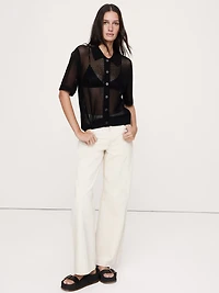 Mesh Polo Cardigan