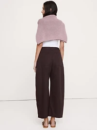 Mid-Rise Barrel Cotton Poplin Pant