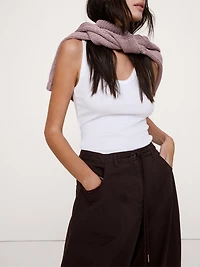 Mid-Rise Barrel Cotton Poplin Pant