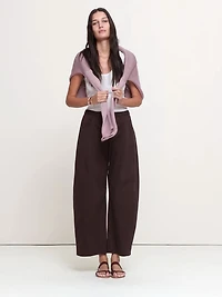 Mid-Rise Barrel Cotton Poplin Pant