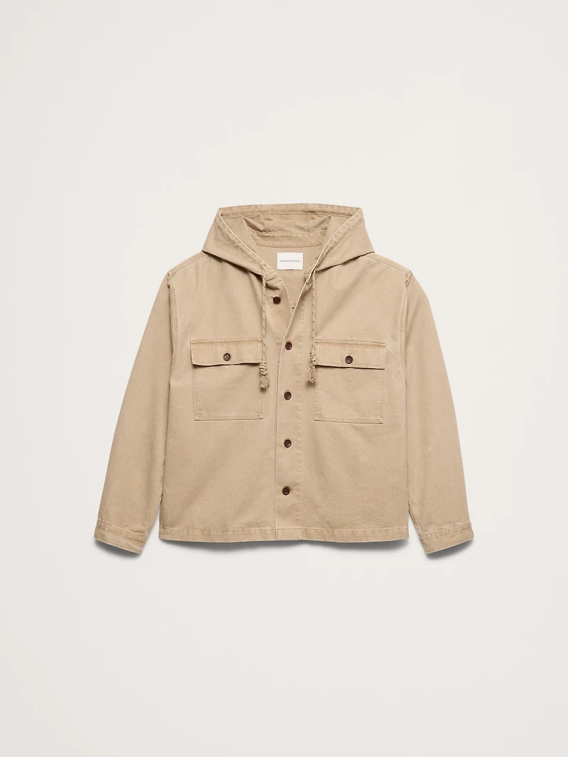 Cotton Twill Hooded Overshirt