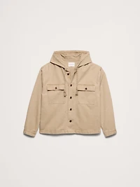 Cotton Twill Hooded Overshirt