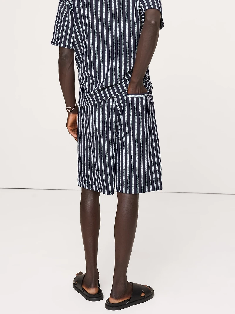 Jacquard Stripe Pleated Pull-On Short
