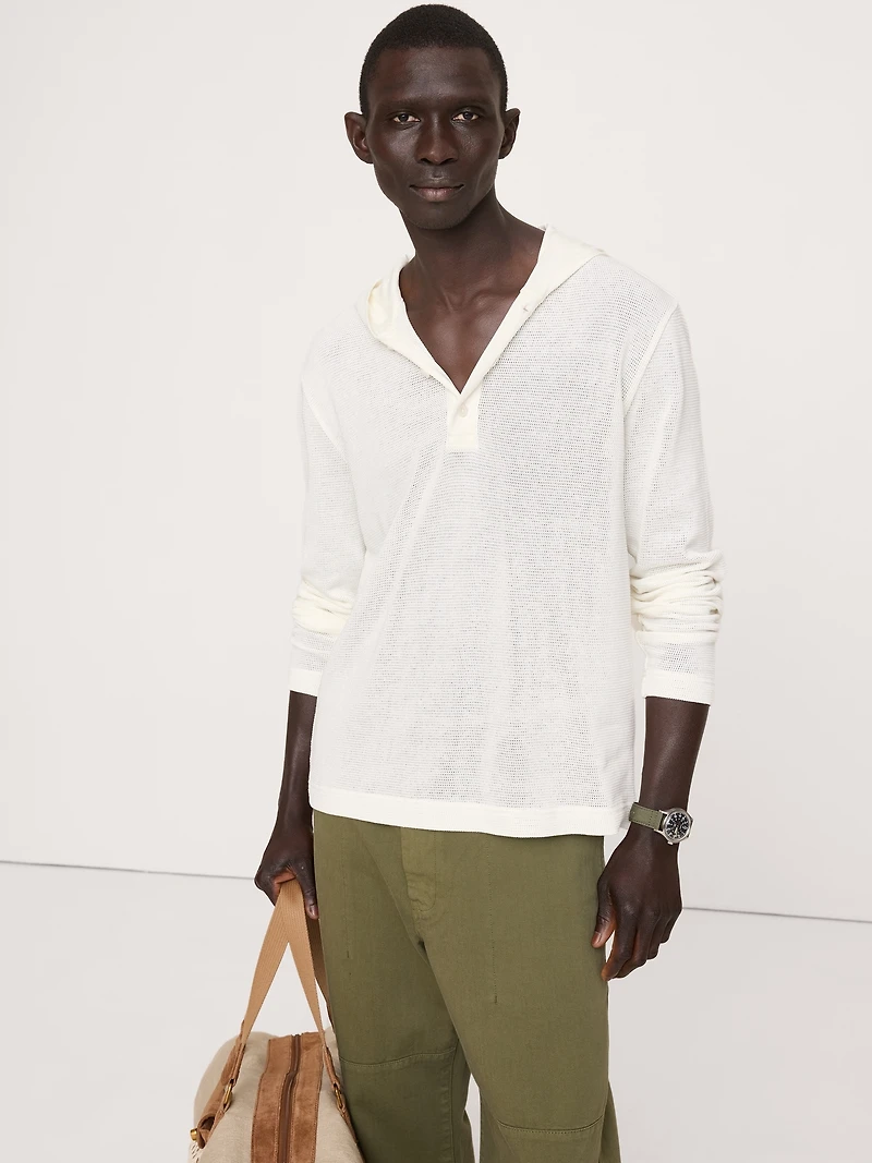 Cotton Henley Hoodie