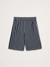 Jacquard Stripe Pleated Pull-On Short