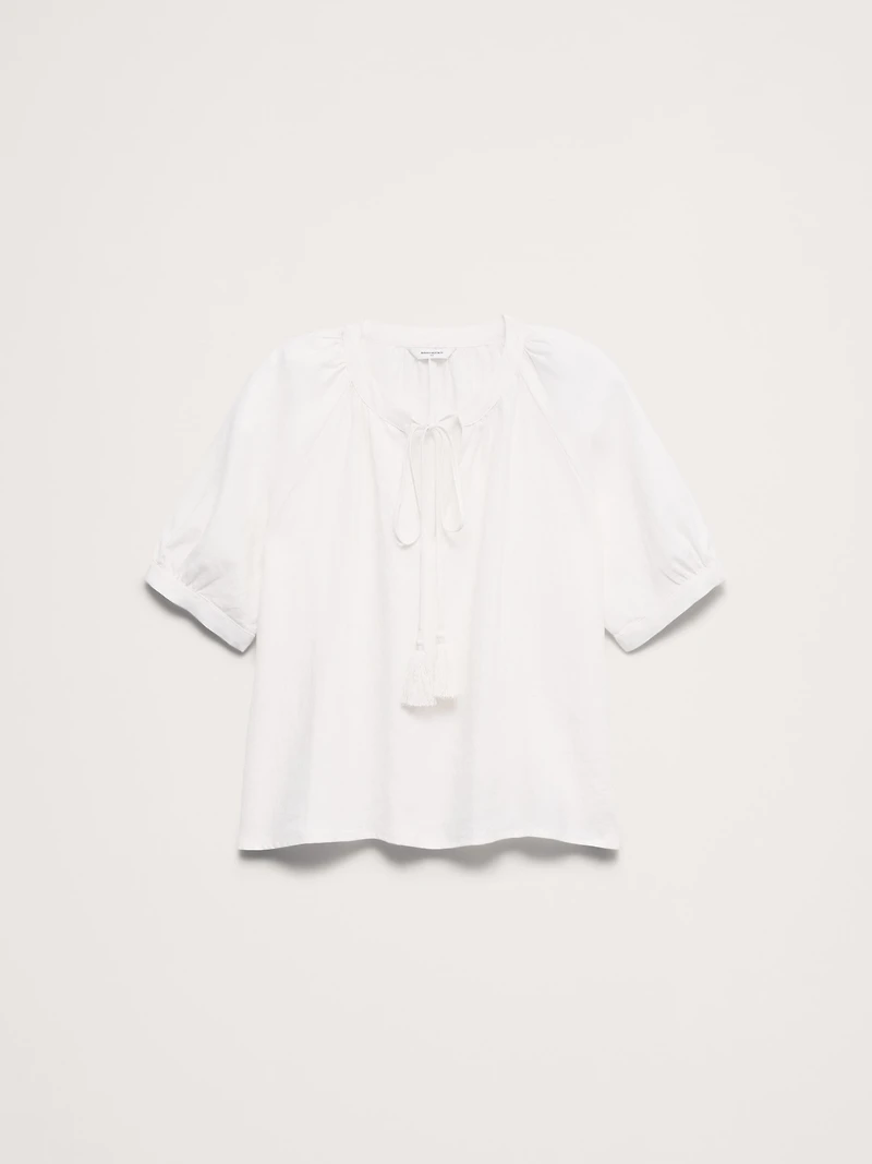 Linen Tassel-Tie Top