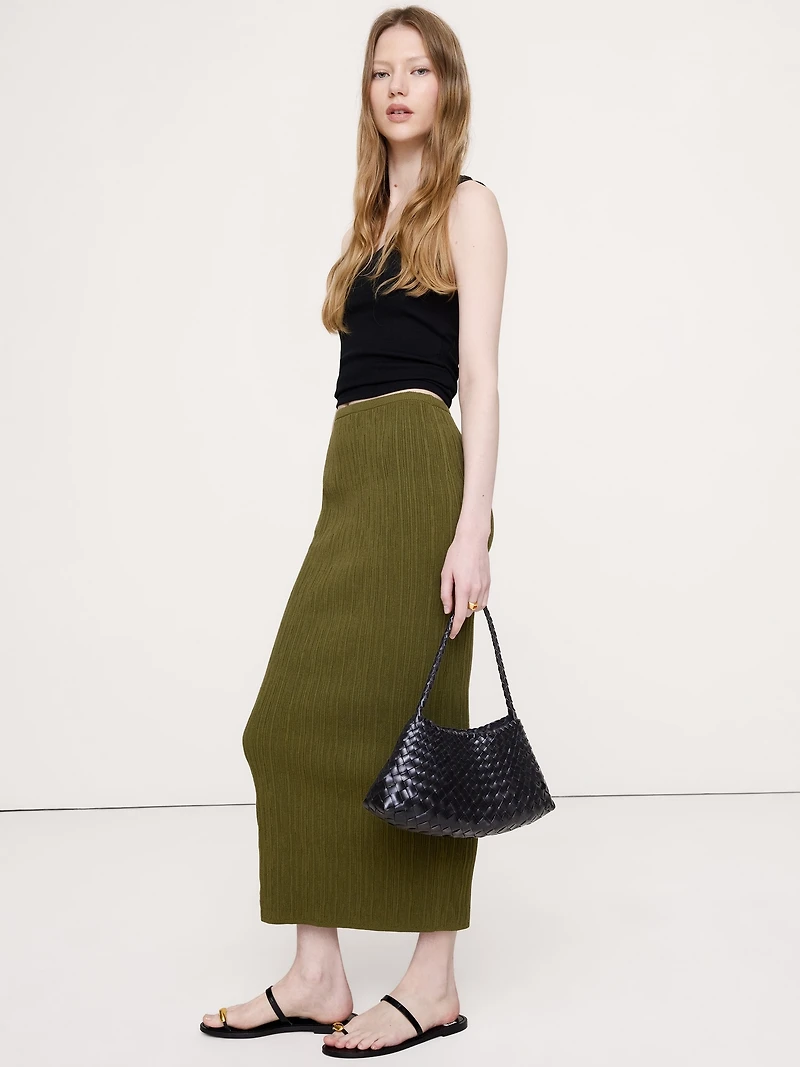 Crinkle Knit Maxi Skirt