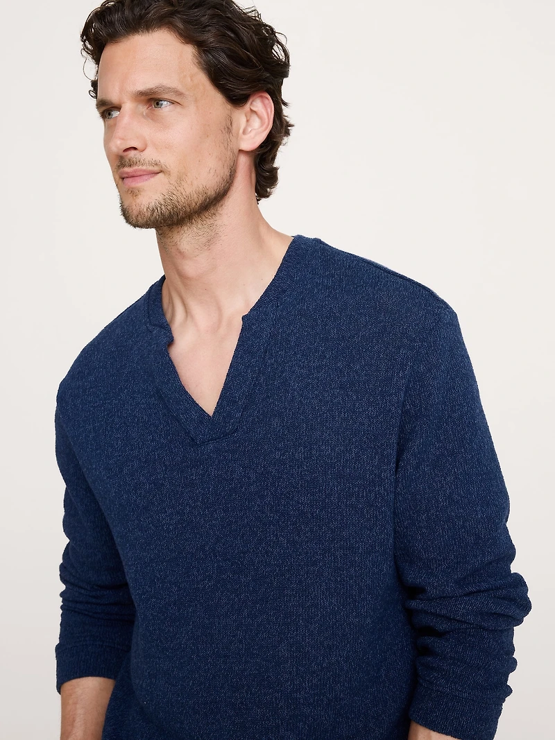 Marled Notch-Neck T-Shirt