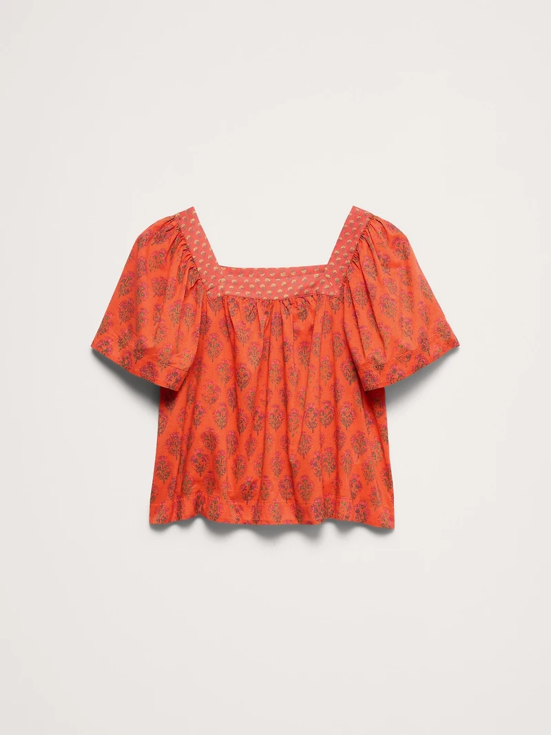 Lightweight Cotton Square-Neck Top