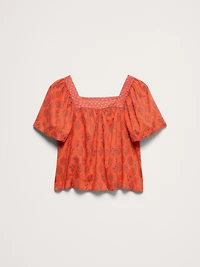 Lightweight Cotton Square-Neck Top