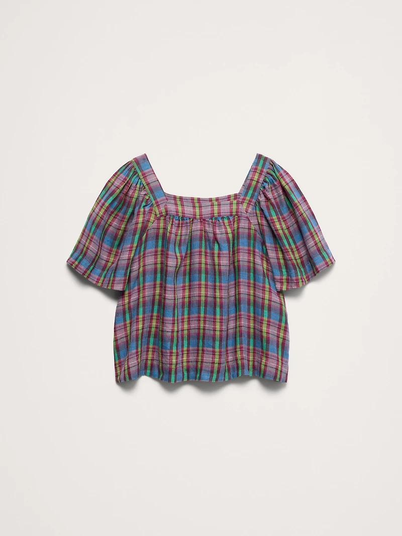 Linen Square-Neck Top