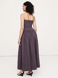 Stretch-Cotton Halter Maxi Dress
