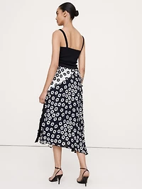 Crepe Asymmetrical Wrap Midi Skirt