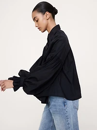 Cotton Balloon-Sleeve Shirt