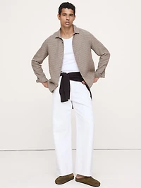 Standard-Fit Textured Linen-Cotton Shirt