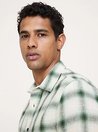 Standard-Fit Plaid Linen-Cotton Shirt