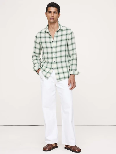 Standard-Fit Plaid Linen-Cotton Shirt