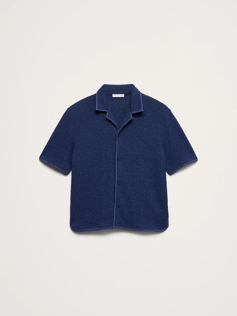 Marled Resort Shirt With Blanket Stitch