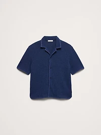 Marled Resort Shirt With Blanket Stitch
