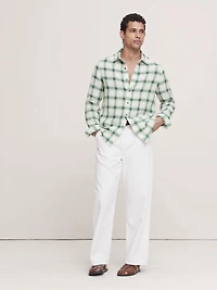 Standard-Fit Plaid Linen-Cotton Shirt