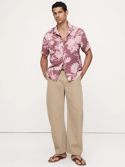 Heritage Standard-Fit Linen Floral Resort Shirt