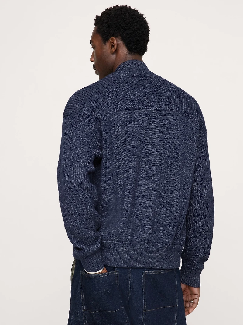 Cotton Bomber Sweater Jacket