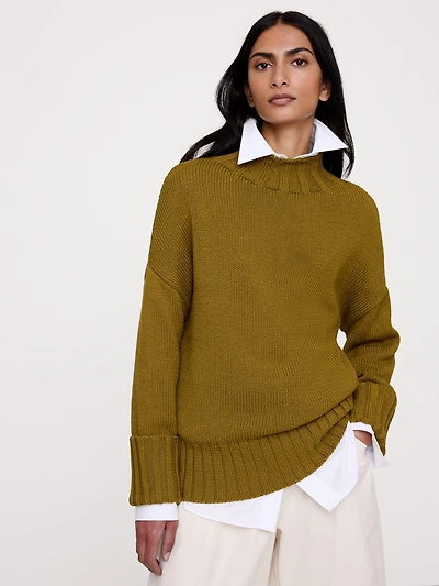 Oversized Chunky Cotton Tunic Sweater
