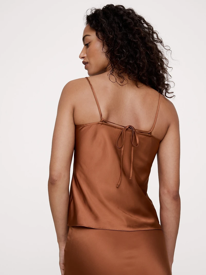 Stretch-Satin Lace-Trim Camisole