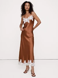 Stretch-Satin Lace-Trim Camisole