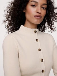 Larkspur Cotton-Silk Mock-Neck Cardigan