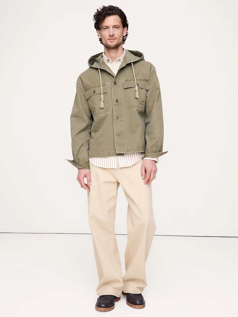 Cotton Twill Hooded Overshirt