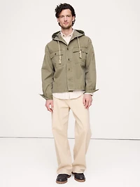 Cotton Twill Hooded Overshirt