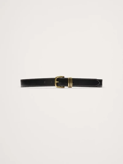 Western Leather Belt with Contrast Stitching