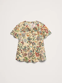 Lightweight Cotton Flutter-Sleeve Top