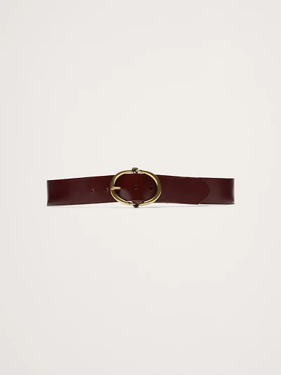 Leather Rounded-Buckle Belt