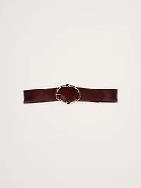 Leather Rounded-Buckle Belt
