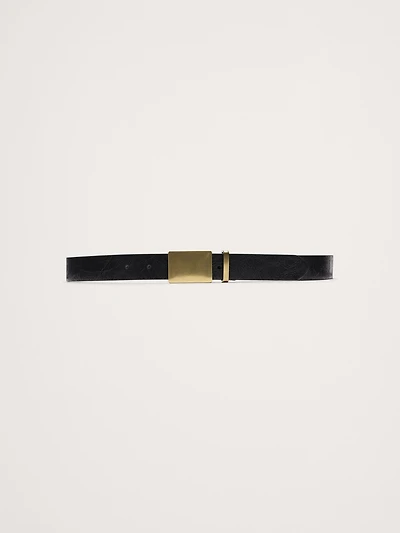 Leather Solid-Buckle Belt
