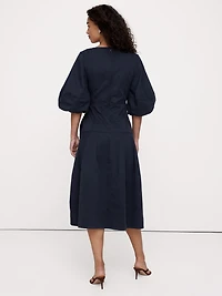 Cotton Twill Barrel Midi Dress